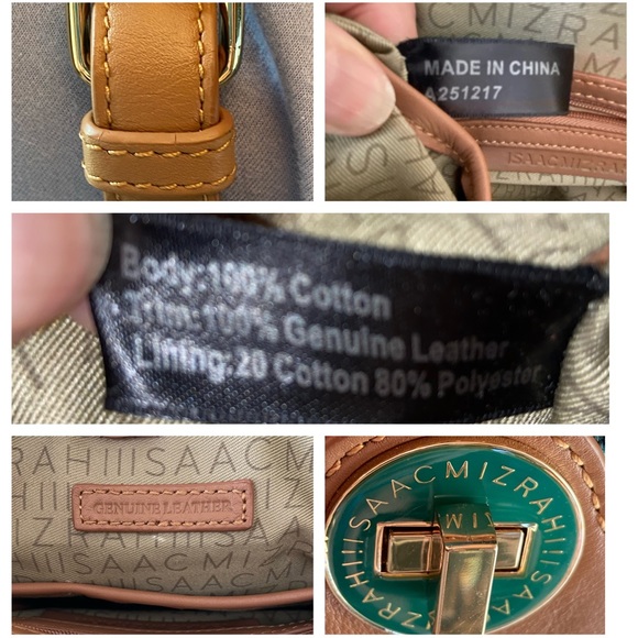 Isaac Mizrahi teal floral print crossbody, with Carmel trim - Picture 7 of 15